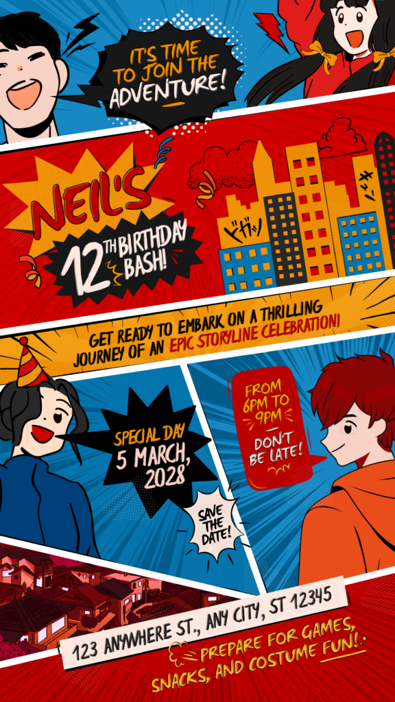 Comic Birthday Invitation Your Story